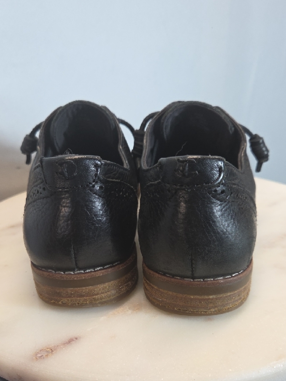 Black Leather Lace-Up Oxford Shoes Size 6.5 - Picture 4 of 8